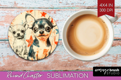 Cute Dogs Round Coaster - Puppy Coaster PNG Sublimation Product Image 1