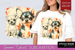 Cute Dogs Square Tshirt Background - Puppy PNG Sublimation Product Image 1