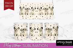 Cute Dogs Mug Wrap - Puppy Mug PNG Sublimation Product Image 1