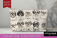 Cute Dogs Cosmetic Bag - Puppy Makeup Bag PNG Sublimation Product Image 1