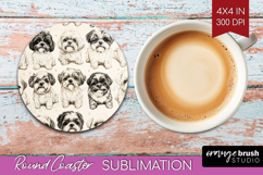 Cute Dogs Round Coaster - Puppy Coaster PNG Sublimation Product Image 1