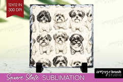 Cute Dogs Slate PNG - Puppy Square Slate Sublimation Product Image 1