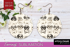 Cute Dogs Round Earrings - Puppy PNG Sublimation Product Image 1
