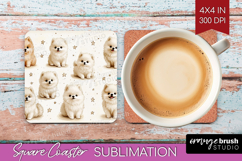 Cute Dogs Square Coaster - Puppy Coaster PNG Sublimation Product Image 1