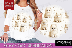 Cute Dogs Round Tshirt Background - Puppy PNG Sublimation Product Image 1
