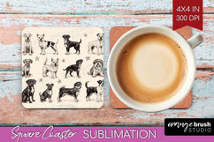 Cute Dogs Square Coaster - Puppy Coaster PNG Sublimation Product Image 1