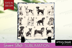 Cute Dogs Slate PNG - Puppy Square Slate Sublimation Product Image 1