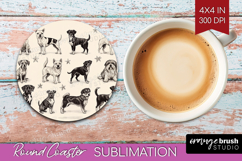 Cute Dogs Round Coaster - Puppy Coaster PNG Sublimation Product Image 1