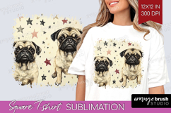 Cute Dogs Square Tshirt Background - Puppy PNG Sublimation Product Image 1