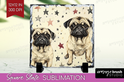 Cute Dogs Slate PNG - Puppy Square Slate Sublimation Product Image 1