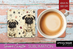 Cute Dogs Square Coaster - Puppy Coaster PNG Sublimation Product Image 1