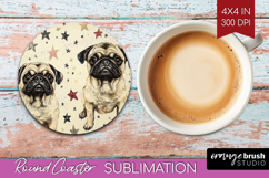 Cute Dogs Round Coaster - Puppy Coaster PNG Sublimation Product Image 1