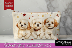Cute Dogs Cosmetic Bag - Puppy Makeup Bag PNG Sublimation Product Image 1