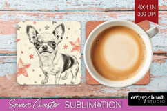 Cute Dogs Square Coaster - Puppy Coaster PNG Sublimation Product Image 1