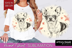 Cute Dogs Round Tshirt Background - Puppy PNG Sublimation Product Image 1