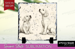 Cute Dogs Slate PNG - Puppy Square Slate Sublimation Product Image 1