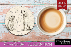 Cute Dogs Round Coaster - Puppy Coaster PNG Sublimation Product Image 1