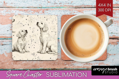 Cute Dogs Square Coaster - Puppy Coaster PNG Sublimation Product Image 1