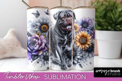 Dogue de Bordeaux Tumbler Wrap Dog Sublimation Floral PNG Product Image 1