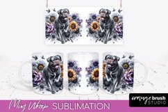 Dogue de Bordeaux Mug Wrap Dog Sublimation Floral PNG Product Image 1