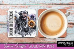 Dog Square Coaster - Dog Mom Floral Coaster Sublimation Product Image 1