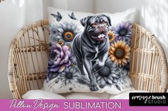 Dogue de Bordeaux Pillow Cover Dog Sublimation Floral PNG Product Image 1