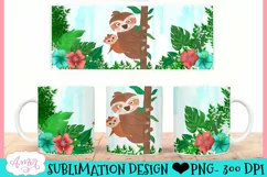 Sloth Mom Mug Wrap PNG| Cute Animal Mug Templates Product Image 3