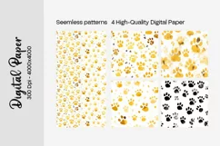 Dog Paw Digital Paper Seamless Scrapbook Paper Product Image 2