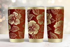 20oz Tumbler laser svg Hibiscus wrap| Tropic Flowers pattern Product Image 4
