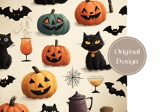 Black Cat Tumbler Wrap, Cartoon Halloween Bats Tumbler Product Image 3