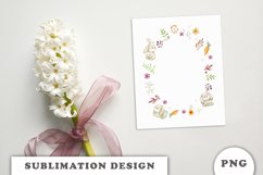 Easter Rabbits with floral frame PNG Product Image 3