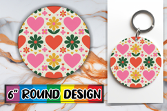 Radiant Car Coaster Circle PNG, Valentine's Pattern Product Image 1