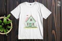 Cute Pastel Cottage House Watercolor Illustration Clipart Product Image 3