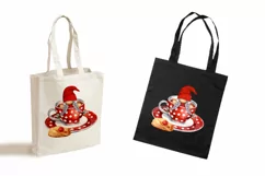 Watercolor gnome in a mug of tea with cookies, Gnome PNG Product Image 3