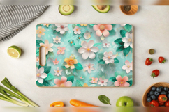 Pastel Felt Flowers Cutting Boards sublimation Designs Product Image 3