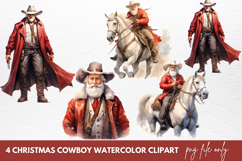Christmas Cowboy Watercolor Clipart Sublimation Product Image 1