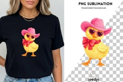 Cute Cowgirl Chick PNG | Western Baby Chicken with Pink Hat Product Image 1