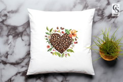 Coffee Bean Heart Floral clipart sublimation PNG Product Image 3