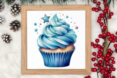 Blue Christmas Watercolor Clipart, Blue Christmas Sublimatio Product Image 3