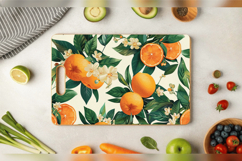 Oranges Garden Floral Cutting Boards sublimation Design Product Image 2