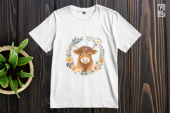 Floral Highland Cow Clipart Sublimation PNG Product Image 3