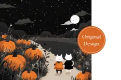 Cute Halloween Cats Tumbler, Halloween Pumpkins Tumbler PNG Product Image 3