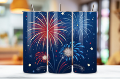 4th Of July Fireworks Burst Seamless Tumbler Wrap - 3D Red Product Image 3