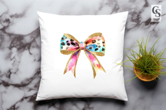 Rainbow Glitter Print Bow Watercolor Clipart Product Image 3