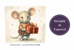 Watercolor Christmas Tumbler Design, Christmas Mouse PNG Product Image 3