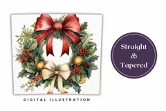 Christmas Tumbler Wrap, Christmas Wreath Sublimation Design Product Image 3