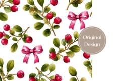 Watercolor Cowberry Tumbler Wrap, Berries Tumbler Template Product Image 3