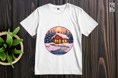 Winter Cabin Snowy Night Illustration Sublimation SVG PNG Product Image 2