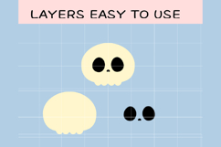 Cute Kawaii Skull Clipart Bundle SVG PNG EPS Layered Files f Product Image 3