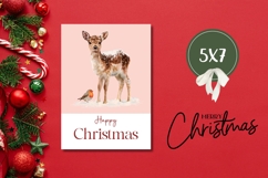 Cute Christmas Deer Greeting Card PNG, Happy Christmas Card Product Image 3